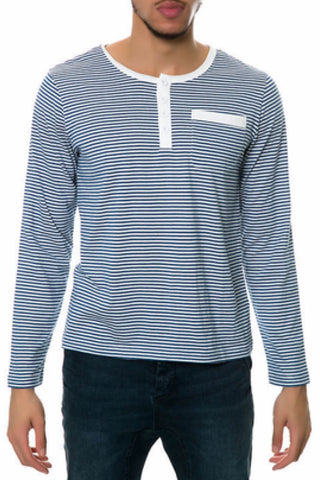 Oxymoron Blue & White Genuine Forgery Long-Sleeve Henley