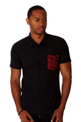 Something Strong Black Tribal Tom Button-Up