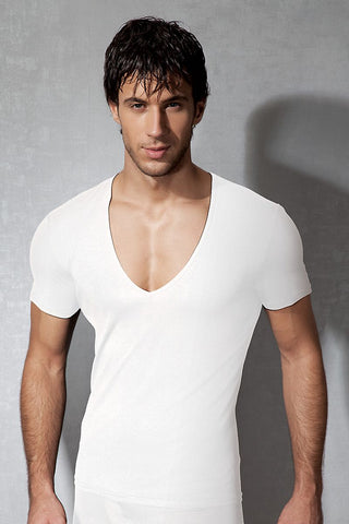 Doreanse White Modal-Blend V-Neck Tee