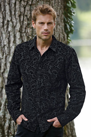 VintageRed Black Flock Provencal Button-Up