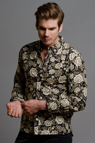 RonChereskin Black Floral Button-Up