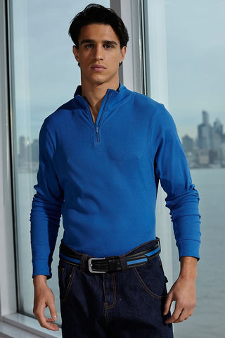 P.O.V. Royal Blue Basic-Zip Mock Turtleneck