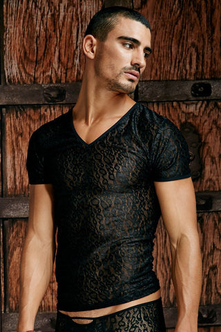 Naughty Boy Black Animal Lace V-Neck Tee