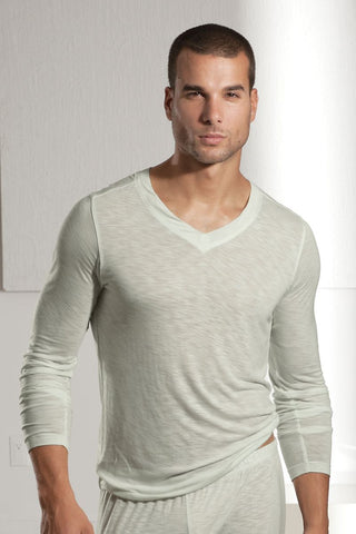 Andres Velasco Sea-Mist Slub V-Neck Tee