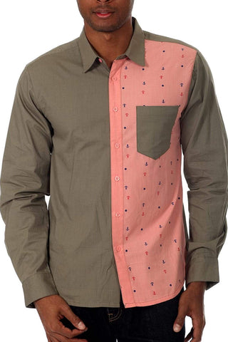 Oxymoron Salmon Anchor Mania Button-Up