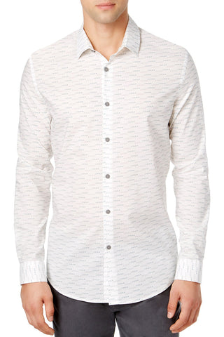 Alfani Bright White/Green Geo-Print Hudson Shirt