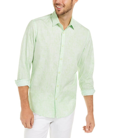 Alfani Classic-fit Abstract Plaid Shirt Lime Oxide