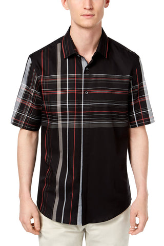 Alfani Deep Black Henrick Plaid Shirt