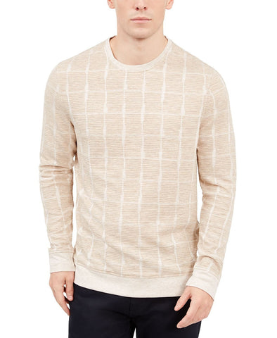 Alfani Jacquard Grid Sweatshirt Vanilla Chai