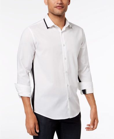 Alfani Regular Fit Menlo Contrast Stretch Shirt  Bright White