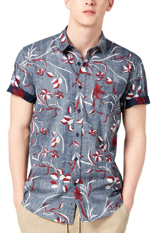 American Rag Basic Navy Floral Americana Shirt