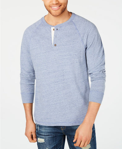 American Rag Heathered Long-sleeve Henley Basic Navy