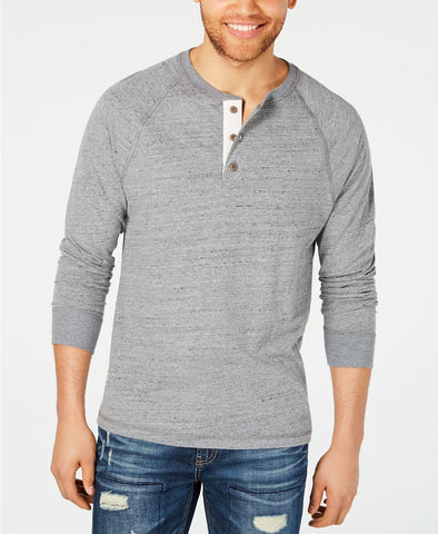 American Rag Heathered Long-sleeve Henley Heather Grey