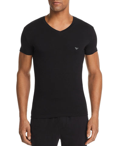 Armani Big Eagle Graphic V-neck Tee Black