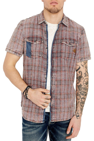 Buffalo by David Bitton Charcoal/Red Plaid Raw Edge Shirt