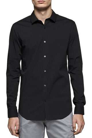 Calvin Klein Black Slim Infinite Fit Stretch Chambray Long Sleeve Shirt