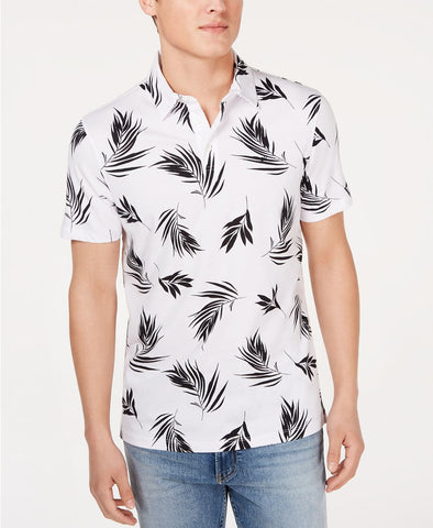 Calvin Klein Palm Print Motif Polo White Combo