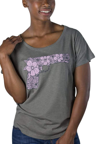 Choke Beige Flower-Power Dolman Tee