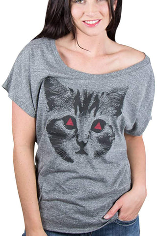 Choke Grey Angry-Kitty Dolman Tee