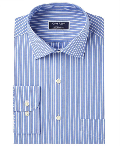 Club Room Slim-fit Performance Wrinkle-resistant Striped Dress Shirt  Blue