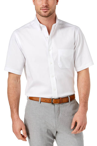 Club Room White Regular Fit Wrinkle Resistant Short Sleeve Dress Shirt