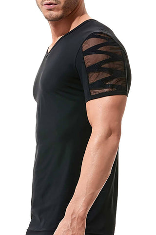 Gregg Homme Black High Line Laser Cut Mesh T-Shirt