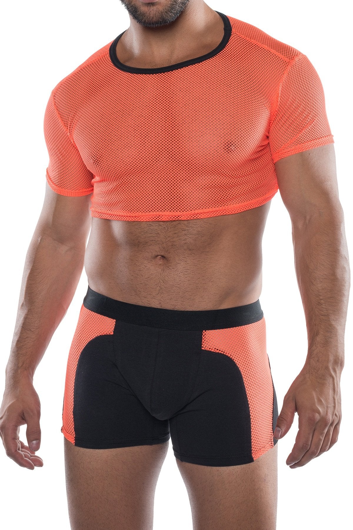 HardCore Orange XXX Mesh Crop Tee