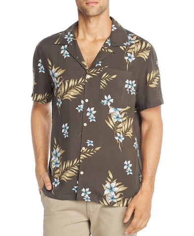 Jachs Ny Short-sleeve Floral-print Classic Fit Shirt Brown