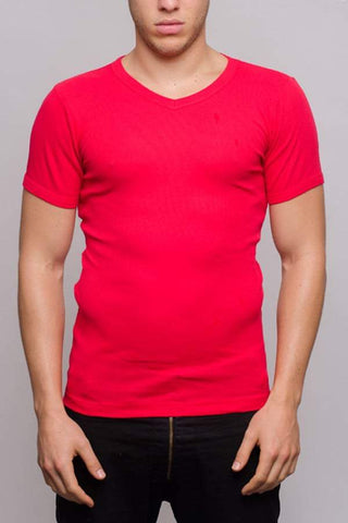 Jocko Red Noel Ribbed V-Neck Tee