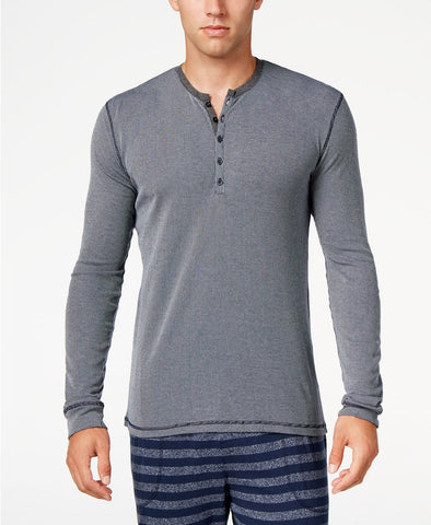 Kenneth Cole Reaction Ribbed Henley Sleep Shirt Navy