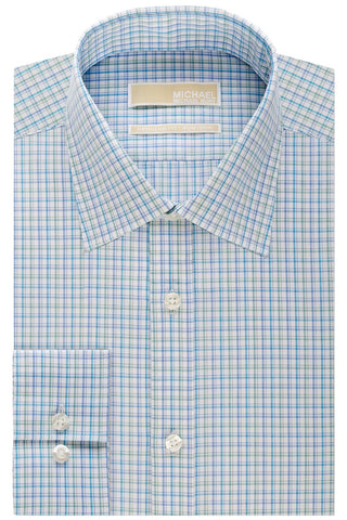 MICHAEL Michael Kors Green Multi Check Classic Fit Non Iron Dress Shirt