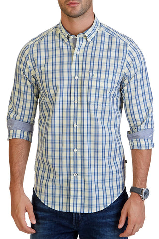 Nautica Soft Yellow Ground Plaid Poplin Shirt