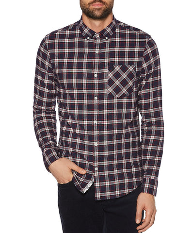 Original Penguin Plaid Flannel Regular Fit Button-down Shirt Dark Sapphire