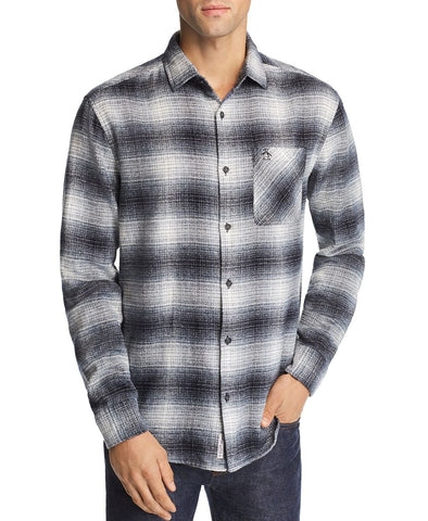 Original Penguin Plaid Flannel Regular Fit Shirt True Black