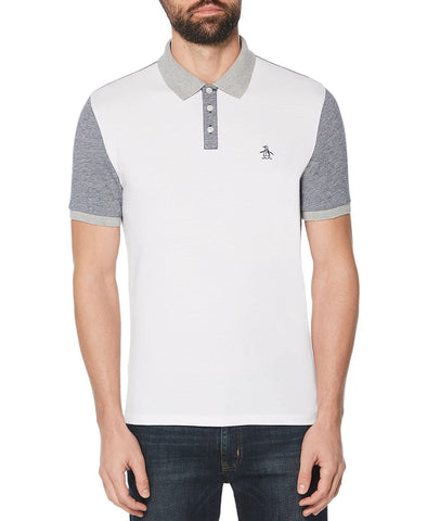 Original Penguin Short Sleeve Color Block Birdseye Polo [width:one Size] Bright White