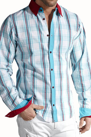 P.O.V. Aqua/Red Plaid Anthony Shirt