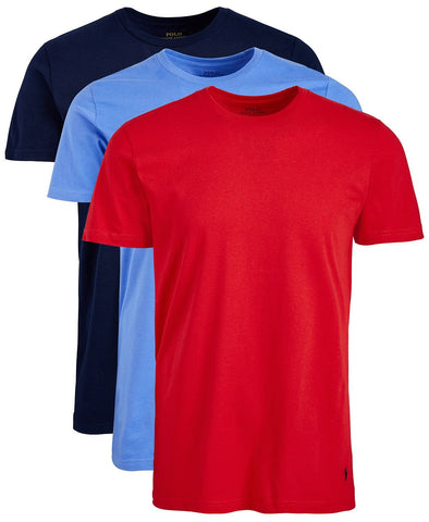 Polo Ralph Lauren Moisture Wicking Cotton Crewneck Tees 3 Pack Red/Blue/Navy