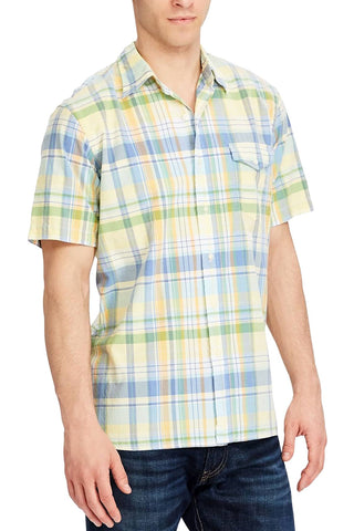 Ralph Lauren Yellow/Aqua Standard Beach Button Up Shirt