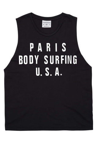 Rxmance Unisex Black Body Surfing Muscle T