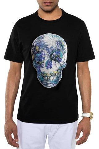 Sean John Deep Black Reversible Sequin Skull T-Shirt