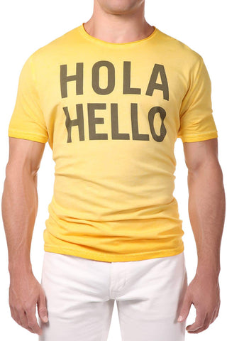 Spenglish Yellow Dye Hola Hello Tee