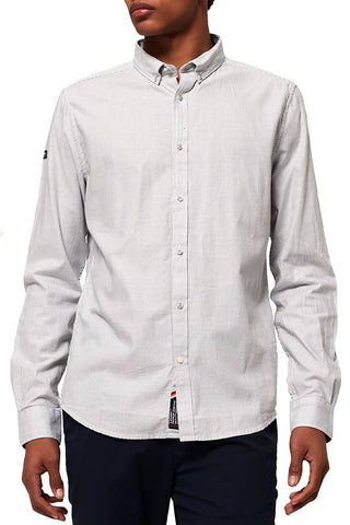 SuperDry Charcoal-Basket Stripe Premium Button-Down Long-Sleeve Shirt