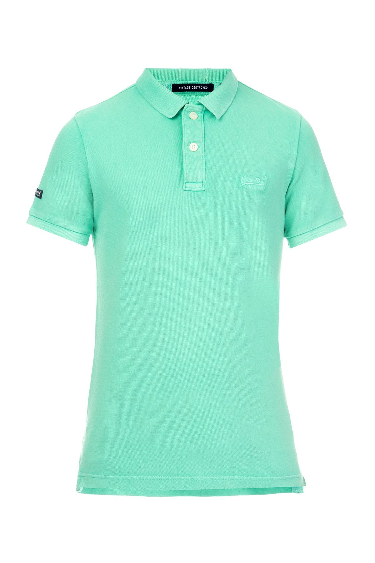 SuperDry Mint-Green Vintage Destroyed Pique Polo Shirt