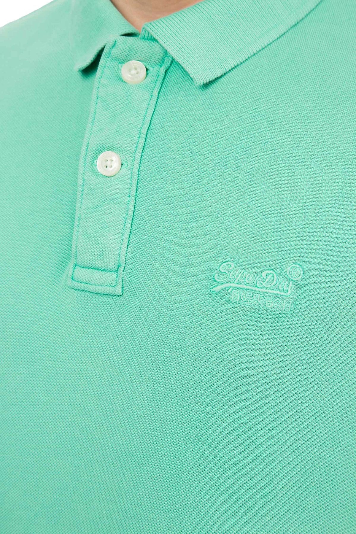 SuperDry Mint-Green Vintage Destroyed Pique Polo Shirt