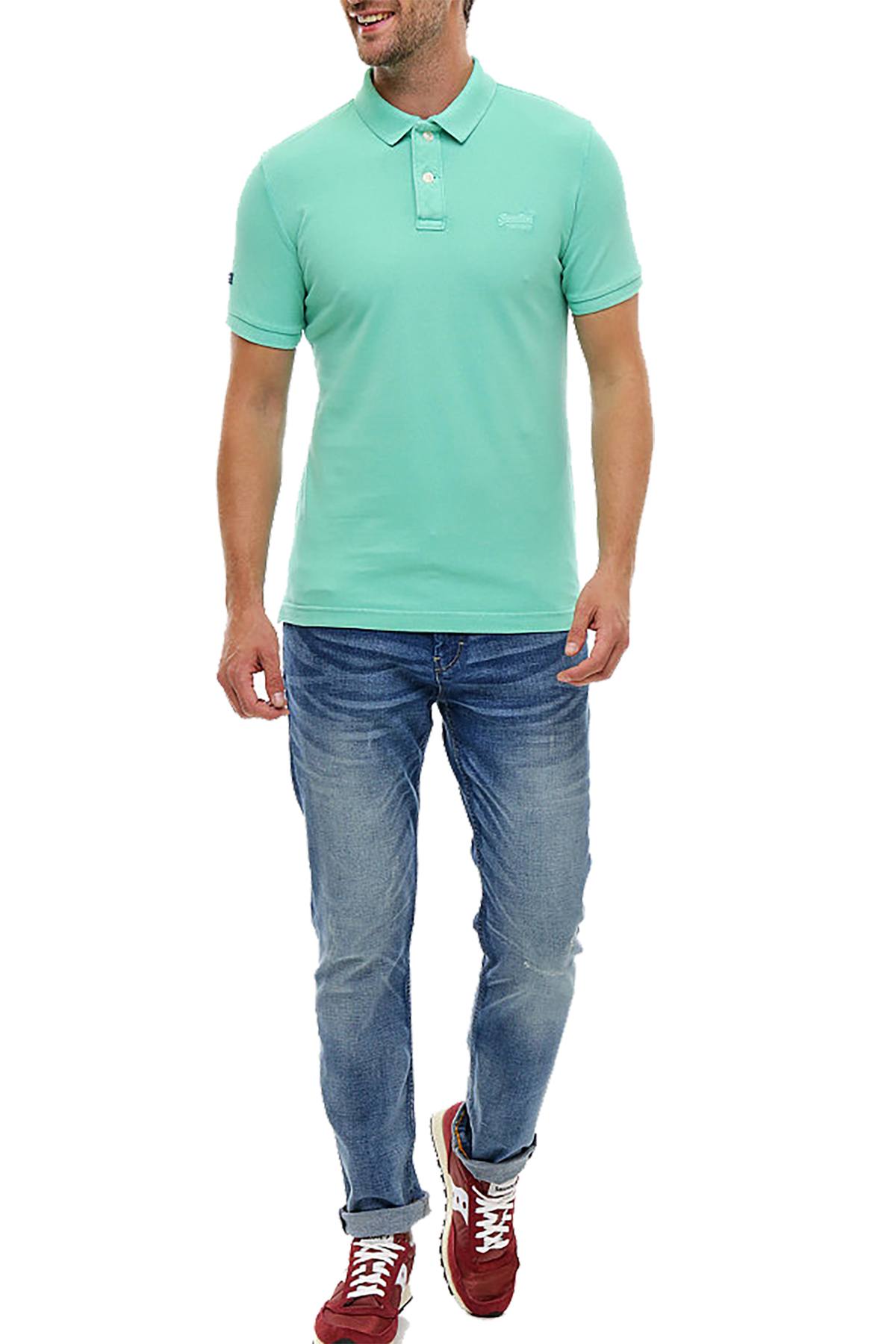 SuperDry Mint-Green Vintage Destroyed Pique Polo Shirt
