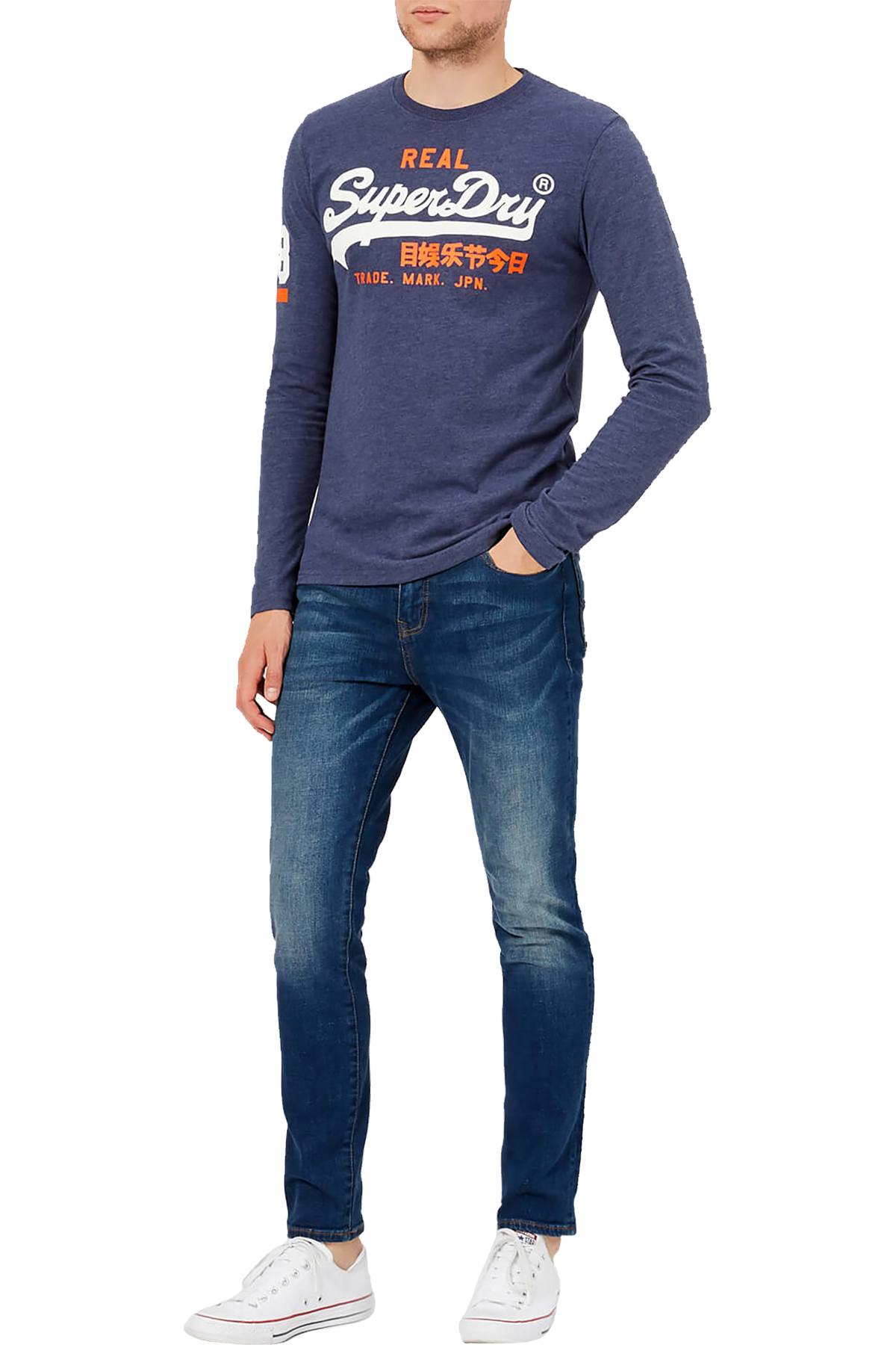 SuperDry Princedom-Blue Marl Vintage Logo Duo Long-Sleeve T-Shirt