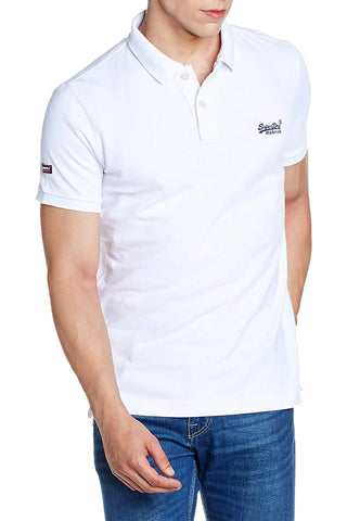 SuperDry White Classic New Fit Pique Polo Shirt