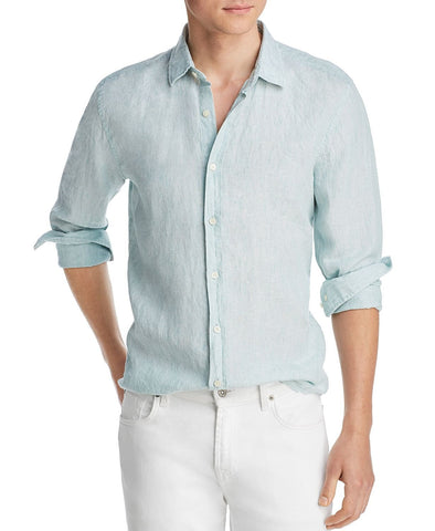 The Men's Store  Linen Chambray Shirt Aqua Haze