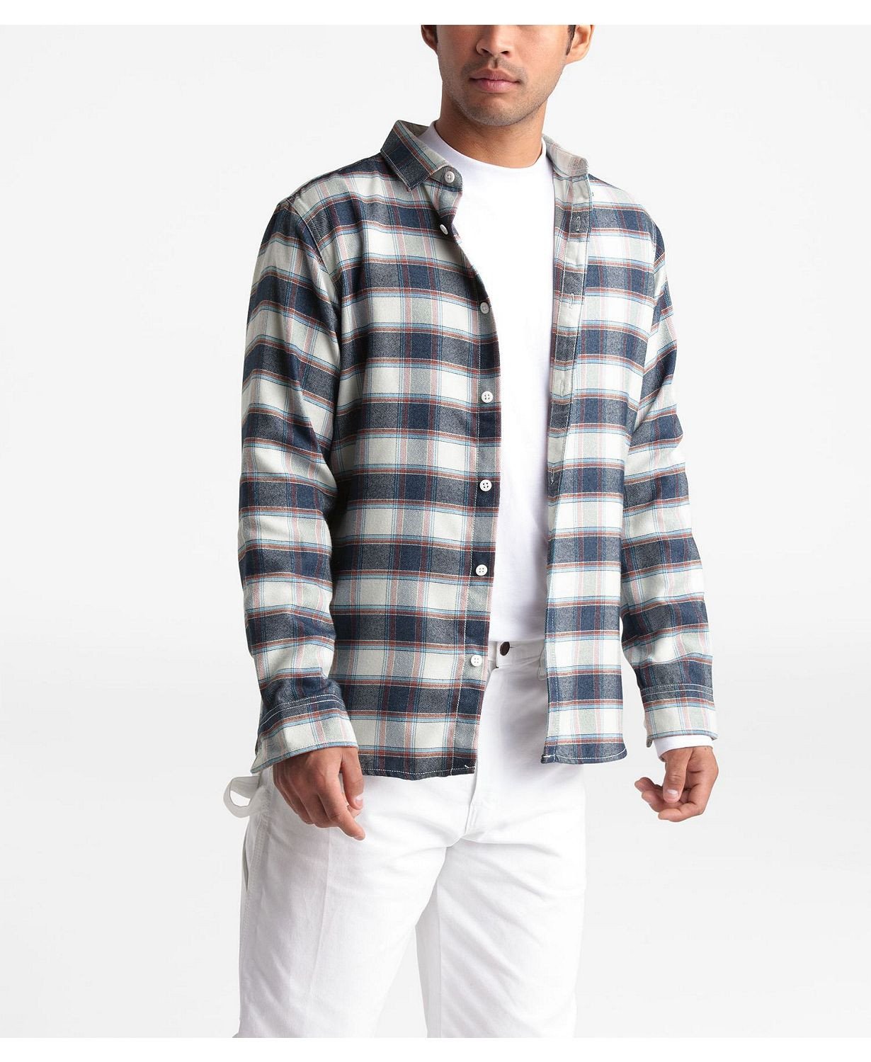 The North Face Thermocore Button-up Shirt Long Sleeve Grey Toast Plaid