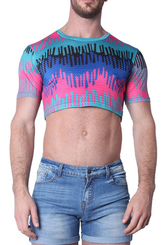 Timoteo Blue Drip Safari Crop Top